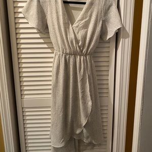White with black dots wrap dress